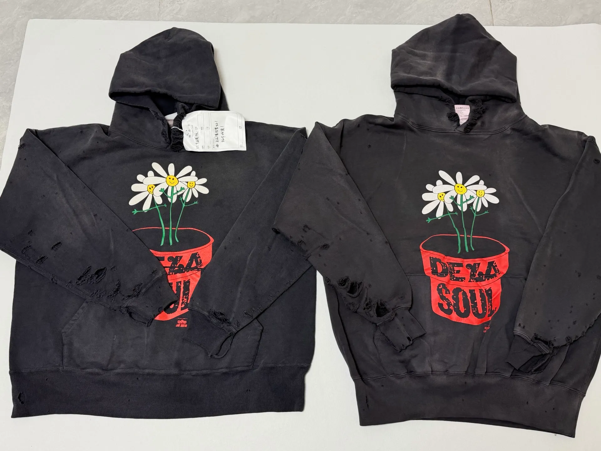 Prenatal planning SAINT Mxxxxxx × DE LA SOUL DLS_HOODIE/DE LA SOUL/BLK DE LA SOUL joint model potted plant destruction hoodie washed black S-XL
